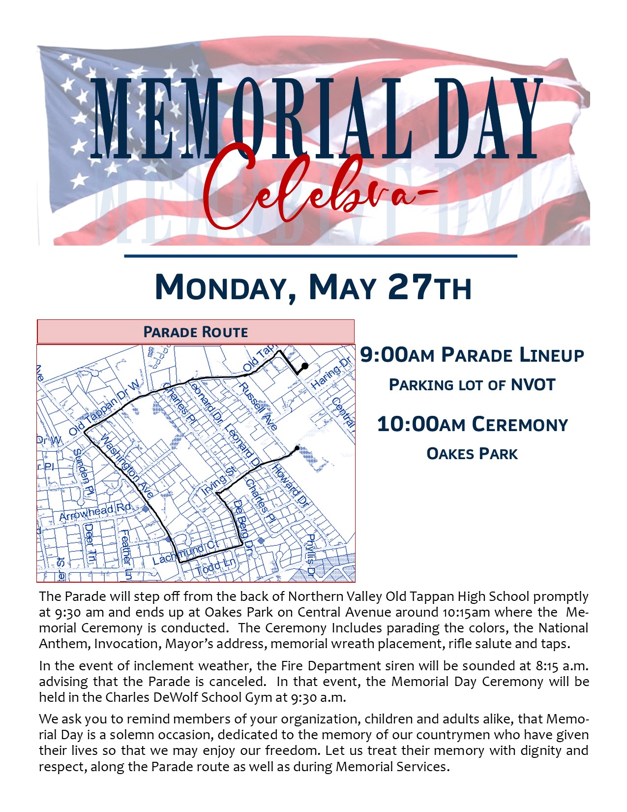 Memorial Day Notice Flyer